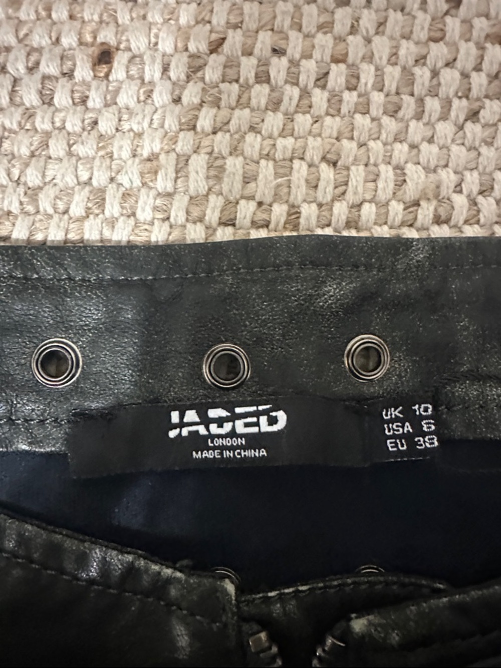 Jaded London Black Faux Leather Grommet Skirt